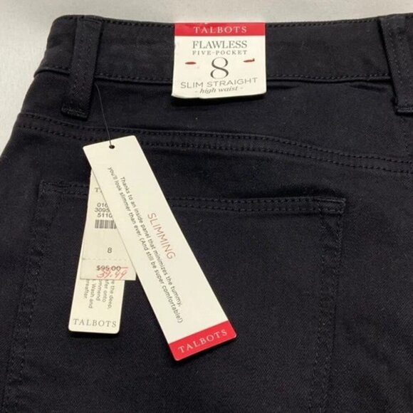 Talbots Flawless Jeans Women's 8 Black Denim High Waist Modern Ankle Raw Hem NWT - Picture 7 of 14